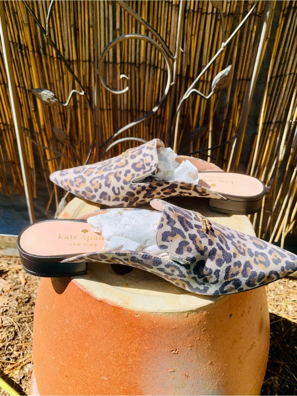 kate spade Leopard Print Pointed Mules - tan/Brown